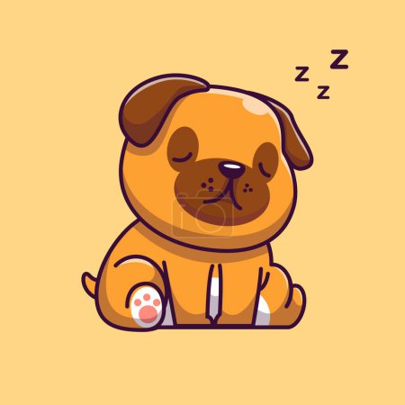 Ilustración de Cute Dog Sleeping Cartoon Vector Icon Illustration. Animal Nature Icon Concept Isolated Premium Vector. Flat Cartoon Style - Imagen libre de derechos