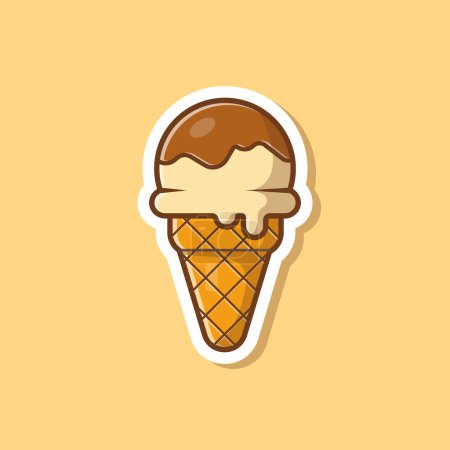 Illustration for Ice Cream Cone Vector Icon Illustration. Food Object Icon Concept Isolated Premium Vector. Flat Cartoon Style - Royalty Free Image