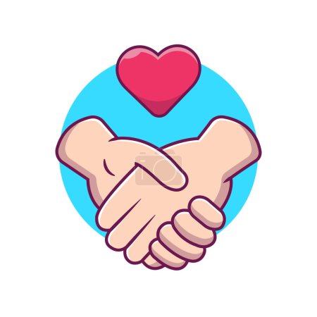 Illustration for Holding Hand With Love Heart Cartoon Vector Icon Illustration. People Love Icon Concept Isolated Premium Vector. Flat Cartoon Style - Royalty Free Image