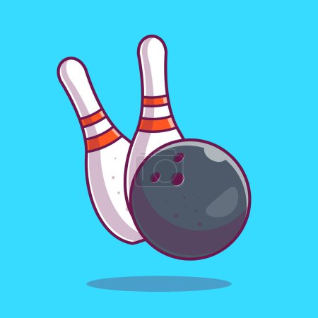 Téléchargez les illustrations : Bowling Ball With Bowling Pins Cartoon Vector Icon Illustration. Sport Object Icon Concept Isolated Premium Vector. Flat Cartoon Style - en licence libre de droit