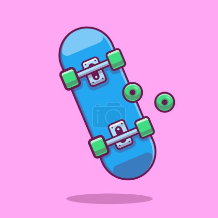 Ilustración de Skateboard Cartoon Vector Icono Ilustración. Icono de objeto deportivo Concepto Vector Premium aislado. Estilo plano de dibujos animados - Imagen libre de derechos