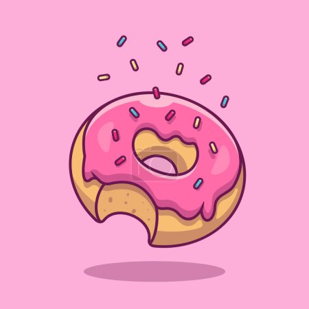 Téléchargez les illustrations : Illustration vectorielle d'icône de dessin animé de donut. Icône d'objet alimentaire Concept Isolated Premium Vector. Style de dessin animé plat - en licence libre de droit