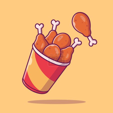 Téléchargez les illustrations : Chicken Wing On Bucket Cartoon Vector Icon Illustration. Food Object Icon Concept Isolated Premium Vector. Flat Cartoon Style - en licence libre de droit