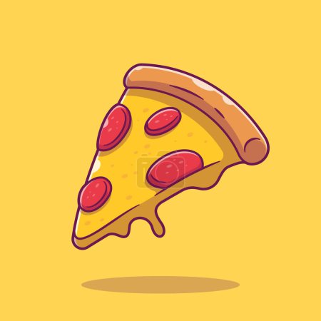 Illustration for Pizza Slice Melted Cartoon Vector Icon Illustration. Food Object Icon Concept Isolated Premium Vector. Flat Cartoon Style - Royalty Free Image