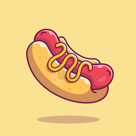 Téléchargez les illustrations : Hotdog Cartoon Vector Icon Illustration. Food Object Icon Concept Isolated Premium Vector. Flat Cartoon Style - en licence libre de droit