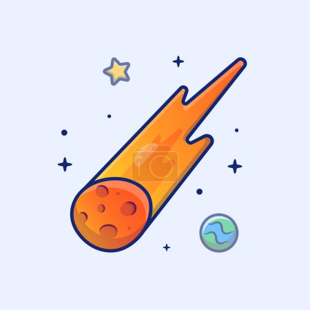 Illustration for Meteor Falling In Space Cartoon Vector Icon Illustration. Science Nature Concept Isolated Premium Vector. Flat Cartoon Style - Royalty Free Image