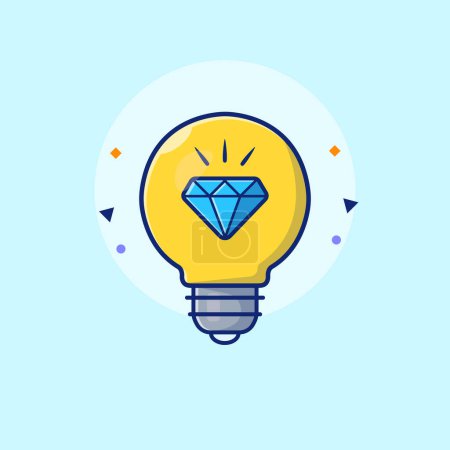 Illustration for Lamp With Diamond Cartoon Vector Icon Illustration. Education Technology Icon Concept Isolated Premium Vector. Flat Cartoon Style - Royalty Free Image