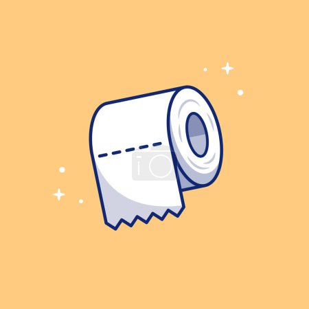 Illustration for Toilet Tissue Paper Roll Cartoon Vector Icon Illustration. Healthcare Object Icon Concept Isolated Premium Vector. Flat Cartoon Style - Royalty Free Image