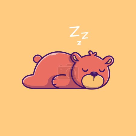 Illustration for Cute Bear Sleeping Cartoon Vector Icon Illustration. Animal Nature Icon Concept Isolated Premium Vector. Flat Cartoon Style - Royalty Free Image