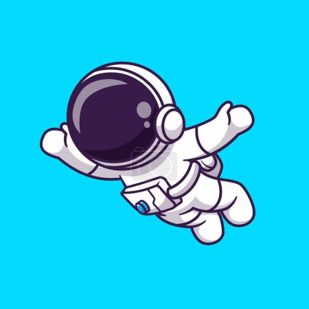 Téléchargez les illustrations : Astronaute flottant dans l'espace Illustration d'icône vectorielle de bande dessinée. Space Technology Icon Concept Isolated Premium Vector. Style de dessin animé plat - en licence libre de droit