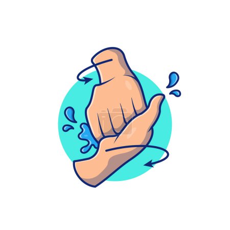 Ilustración de Ilustración del icono del vector de la historieta de la mano que se lava. PeopleMedical Icon Concept Vector Premium aislado. Estilo de dibujos animados plana - Imagen libre de derechos