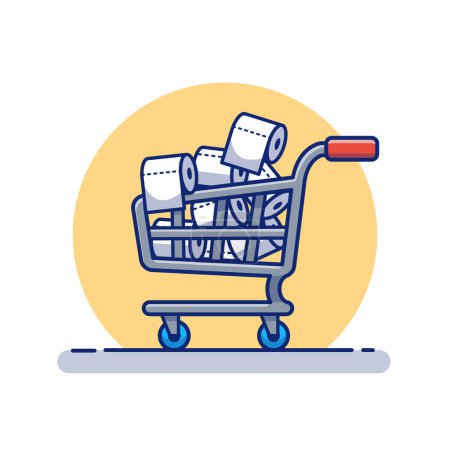 Illustration for Trolley With Toilet Tissue Paper Roll Cartoon Vector Icon.People Medical Icon Concept Isolated Premium Vector. FlatCartoon Style - Royalty Free Image