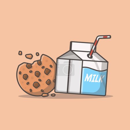 Illustration for Milk And Cookies Cartoon Vector Icon Illustration. Food AndDrink Icon Concept Isolated Premium Vector. Flat CartoonStyle - Royalty Free Image