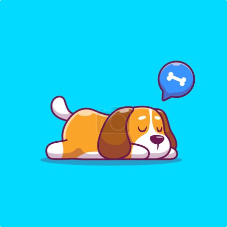 Illustration for Cute Dog Sleeping Cartoon Vector Icon Illustration. AnimalLove Icon Concept Isolated Premium Vector. Flat CartoonStyle - Royalty Free Image