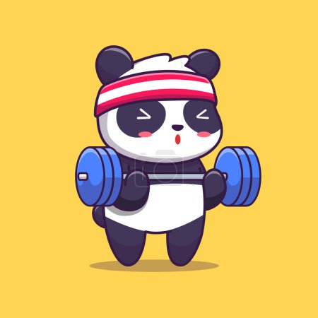 Illustration for Cute Panda Gym Cartoon Vector Icon Illustration. AnimalSport Icon Concept Isolated Premium Vector. Flat CartoonStyle - Royalty Free Image