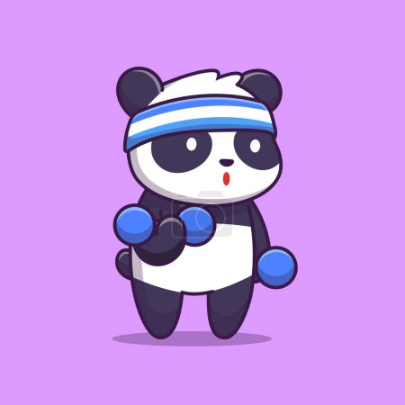 Ilustración de Lindo Panda Gym Cartoon Vector Icono Ilustración. Animal Sport Icon Concept Vector Premium aislado. Estilo de dibujos animados plana - Imagen libre de derechos