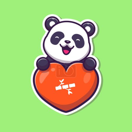 Illustration for Panda Love Cartoon Vector Icon Illustration. Animal Love IconConcept Isolated Premium Vector. Flat Cartoon Style - Royalty Free Image