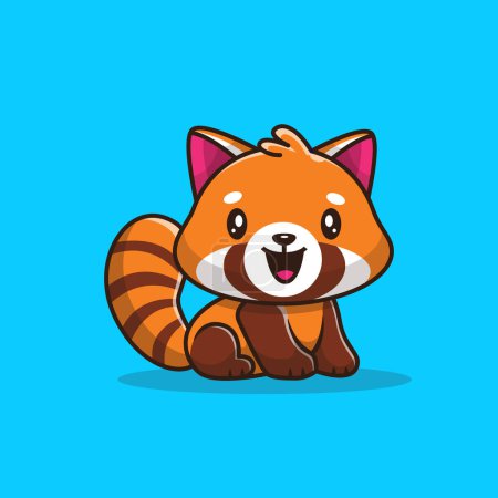 Illustration for Cute Red Panda Sitting Cartoon Vector Icon Illustration.Animal Nature Icon Concept Isolated Premium Vector. FlatCartoon Style - Royalty Free Image
