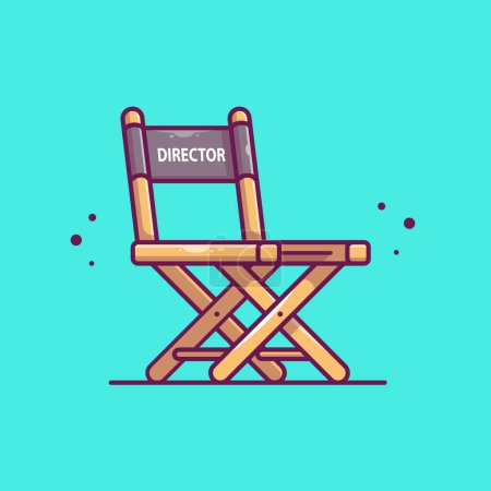 Illustration for Chair Director Movie Cartoon Vector Icon Illustration. MovieEquipment Icon Concept Isolated Premium Vector. FlatCartoon Style - Royalty Free Image