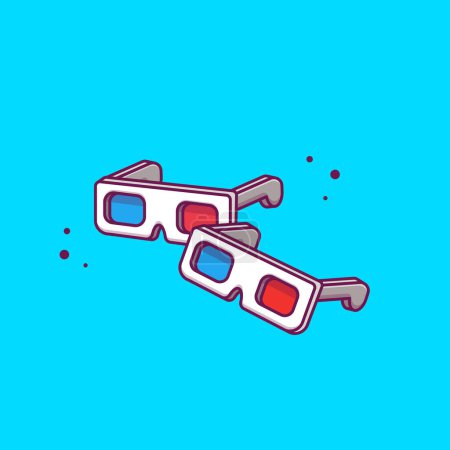Illustration for Glasses 3D Movie Cartoon Vector Icon Illustration. MovieEquipment Icon Concept Isolated Premium Vector. FlatCartoon Style - Royalty Free Image