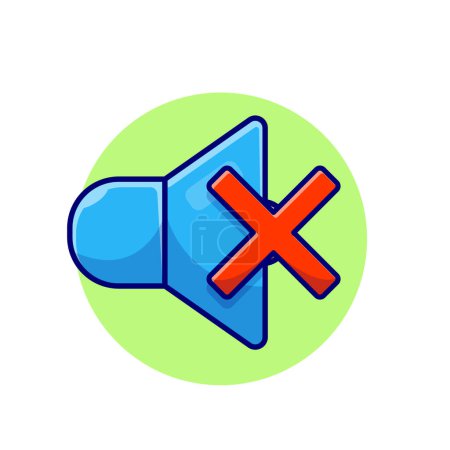 Ilustración de Sound Mute Icon con Cross Sign Stop Volume Cartoon Vector Icon Illustration (en inglés). Objeto musical Icono Concepto Aislado Vector Premium. Estilo plano de dibujos animados - Imagen libre de derechos