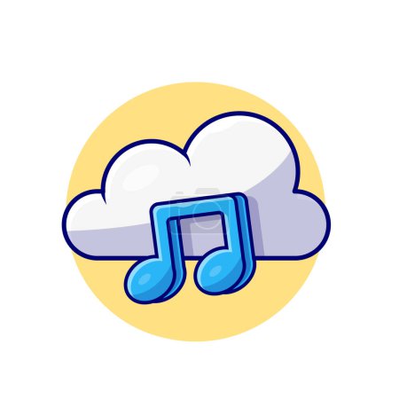 Ilustración de Cloud Music with Tune and Note of Music Cartoon Vector Icon Illustration (en inglés). Technology Music Icon Concept Vector Premium aislado. Estilo plano de dibujos animados - Imagen libre de derechos