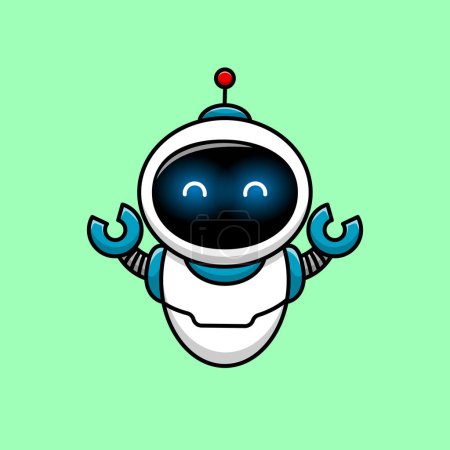 Illustration for Cute Robot Cartoon Vector Icon Illustration. Science Technology Icon Concept Isolated Premium Vector. Flat Cartoon Style - Royalty Free Image