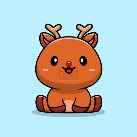 Illustration for Cute Baby Deer Cartoon Vector Icon Illustration. Animal Nature Icon Concept Isolated Premium Vector. Flat Cartoon Style - Royalty Free Image