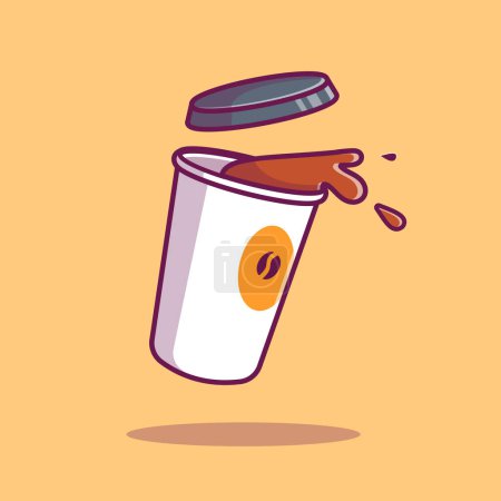 Illustration for Flying Coffee Vector Icon Illustration. Coffee Drink Icon Concept Isolated Premium Vector. Flat Cartoon Style - Royalty Free Image