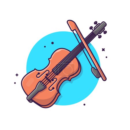 Téléchargez les illustrations : Violon Jazz Musical Cartoon Vector Icon Illustration. Icône d'objet d'art Concept Isolated Premium Vector. Style de dessin animé plat - en licence libre de droit