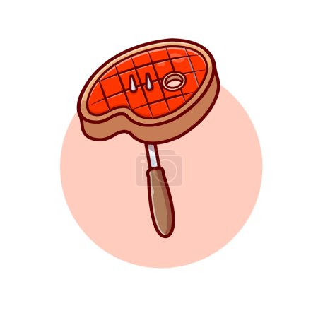 Illustration for Barbecue Beef Cartoon Vector Icon Illustration. Food Object Icon Concept Isolated Premium Vector. Flat Cartoon Style - Royalty Free Image