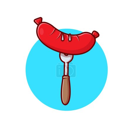 Illustration for Sausage Cartoon Vector Icon Illustration. Food Object Icon Concept Isolated Premium Vector. Flat Cartoon Style - Royalty Free Image