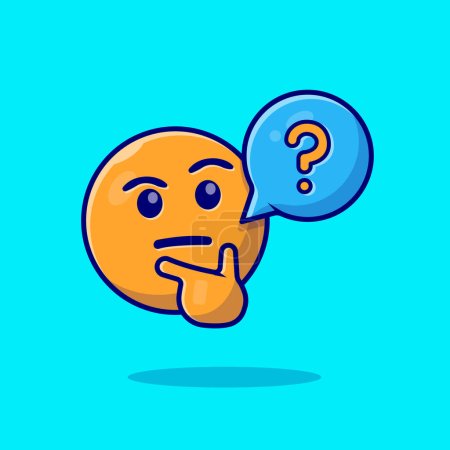 Illustration for Thinking and Confusing Face Emoticon with Question Speech Bubble Cartoon Vector Icon Illustration. Art Object Icon Concept Isolated Premium Vector. Flat Cartoon Style - Royalty Free Image