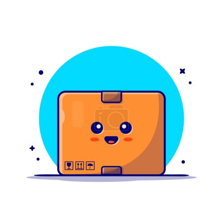Illustration for Cute Package Box Cartoon Vector Icon Illustration. Business Object Icon Concept Isolated Premium Vector. Flat Cartoon Style - Royalty Free Image