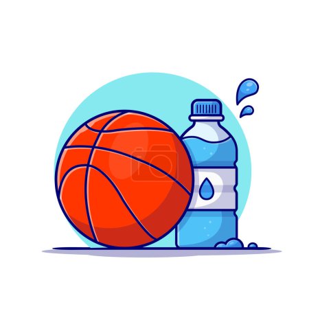 Illustration for Basket Ball With Bottle Cartoon Vector Icon Illustration. Sport Object Icon Concept Isolated Premium Vector. Flat Cartoon Style - Royalty Free Image
