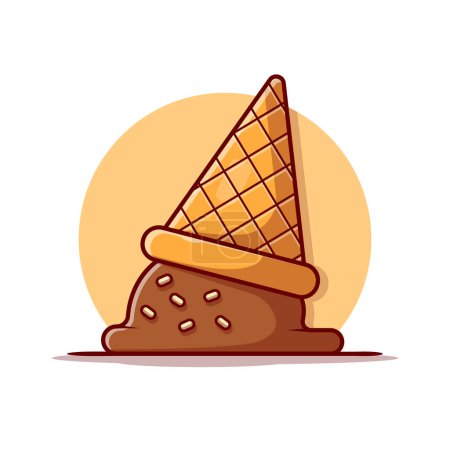 Téléchargez les illustrations : Ice Cream Cone Cartoon Vector Icon Illustration. Food And Drink Icon Concept Isolated Premium Vector. Flat Cartoon Style - en licence libre de droit