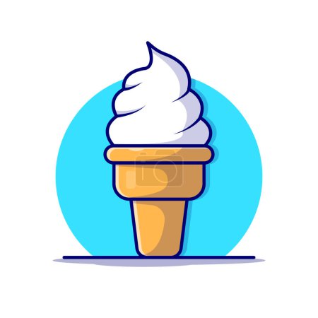 Illustration for Ice Cream Cone Cartoon Vector Icon Illustration. Food And Drink Icon Concept Isolated Premium Vector. Flat Cartoon Style - Royalty Free Image