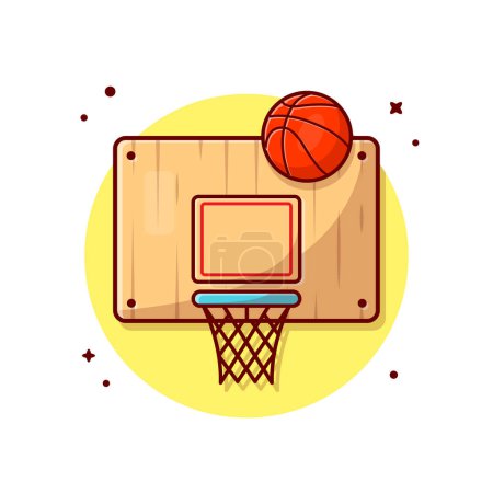 Illustration for Basket Ball And Ring Cartoon Vector Icon Illustration. Sport Object Icon Concept Isolated Premium Vector. Flat Cartoon Style - Royalty Free Image