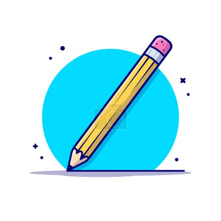 Illustration for Pencil Cartoon Vector Icon Illustration. Education Object Icon Concept Isolated Premium Vector. Flat Cartoon Style - Royalty Free Image