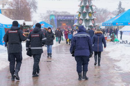 Photo for The police patrol the city fair. December 28, 2021 Balti Moldova. Illustrative editorial - Royalty Free Image