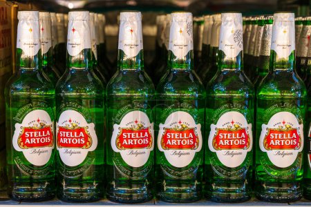 Photo for Beer Stella Artois. Goods in the supermarket. June 15, 2022 Beltsy Moldova. - Royalty Free Image