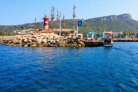 Photo for Sea port . Background with copy space. August 9, 2022 Kemer, Antalya province, Turkey. - Royalty Free Image