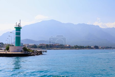 Photo for Sea port . Background with copy space. August 9, 2022 Kemer, Antalya province, Turkey. - Royalty Free Image