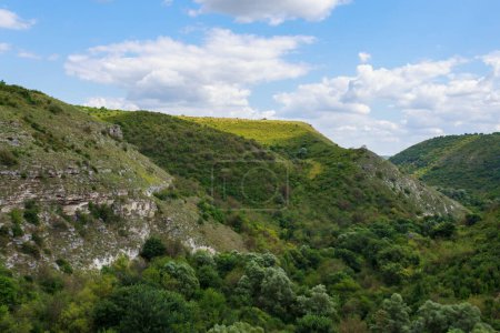 Photo for The hilly nature of Eastern Europe. Background with copy space for text or inscriptions, toned - Royalty Free Image
