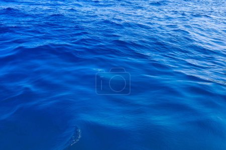 Photo for Very nice sea water background or backdrop with selective focus. Small waves of natural water surface texture. Still calm ripples colorful blue wave in a river or ocean. - Royalty Free Image