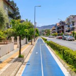 August 6, 2023 Marmaris Turkey. For illustrative editorial use. Bike path in the city