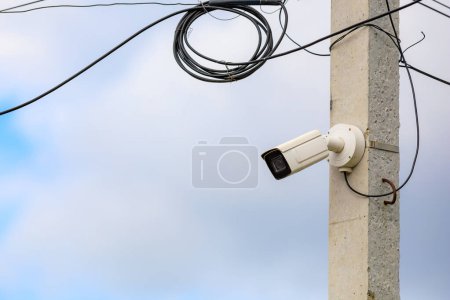 Photo for Surveillance Camera . Background with selective focus and copy space for text. - Royalty Free Image