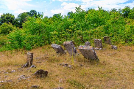 Verlassener jüdischer Friedhof im Dorf Vadul-Rashkov Moldawien. Hintergrund mit selektivem Fokus und Kopierraum