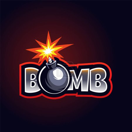Bombenexplosion Maskottchen-Logo für Sport und Esport isoliert auf dunklem Hintergrund