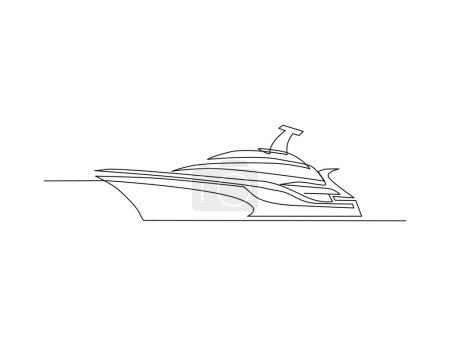 Continuous one line drawing of Yacht. Boat line art drawing vector illustration. Luxury boat hand drawn.